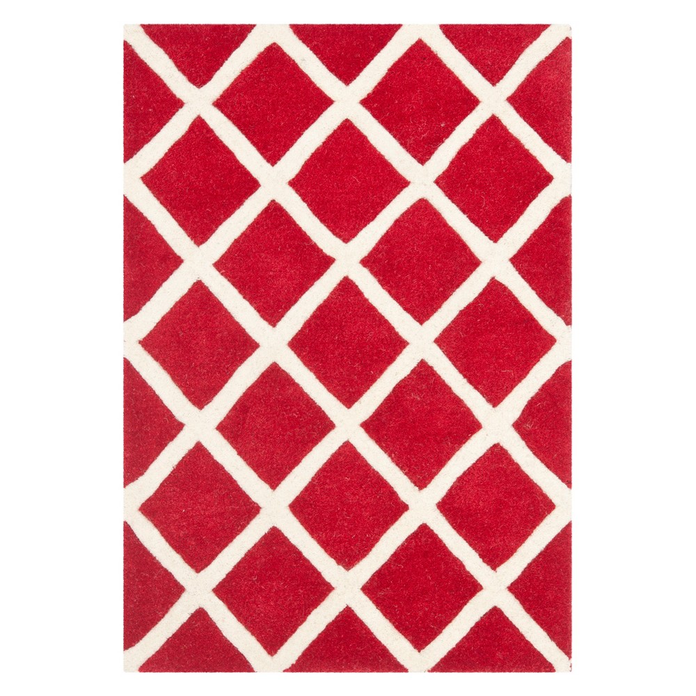 2'x3' Geometric Tufted Accent Rug Red/Ivory - Safavieh