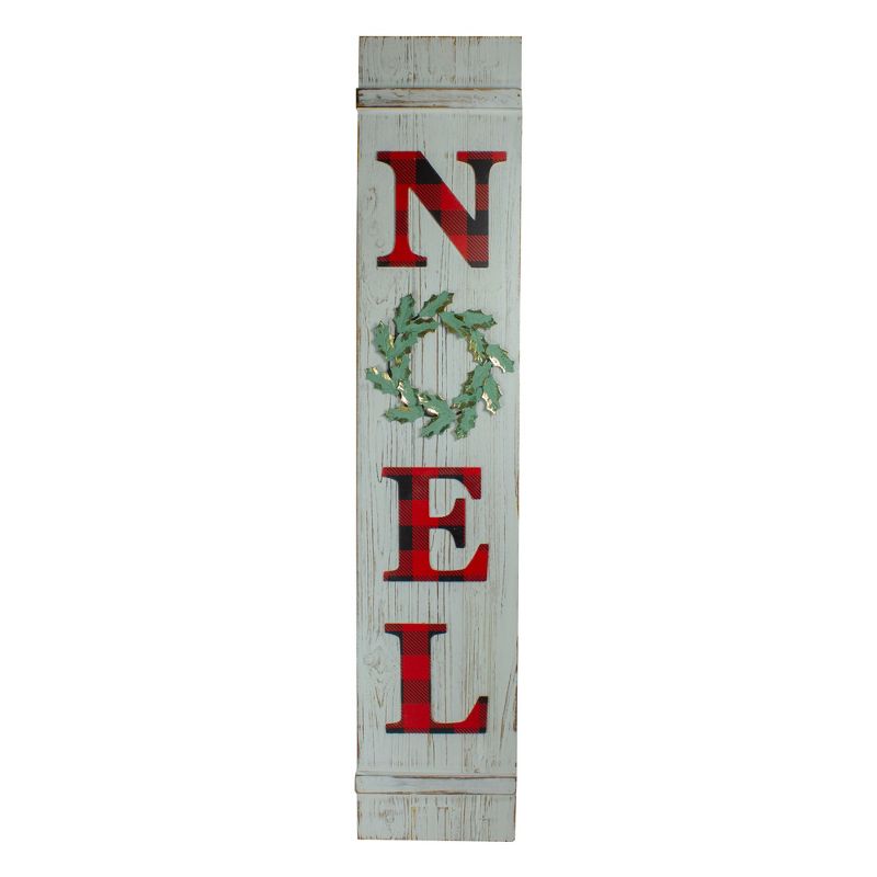 Northlight 47.5" Red Buffalo Plaid Wooden Noel Christmas Porch Board Sign Decoration, 1 of 7
