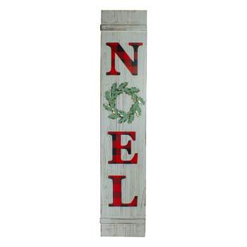 Northlight 47.5" Red Buffalo Plaid Wooden Noel Christmas Porch Board Sign Decoration