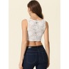 Allegra K Women's Women's Sleeveless Semi-Sheer Floral Lace Crop Tank Tops - 3 of 4