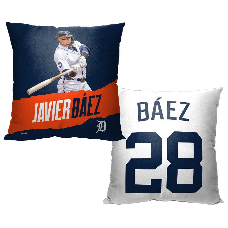 18&#34;x18&#34; MLB Detroit Tigers 23 Javier Baez Player Printed Throw Decorative Pillow, 3 of 6