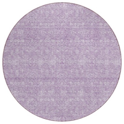 Lavender Lilac And Ivory Floral Washable Indoor Outdoor Area Rug