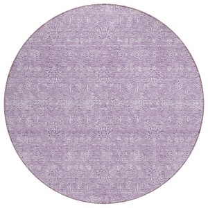 Lavender Lilac And Ivory Floral Washable Indoor Outdoor Area Rug - 1 of 4