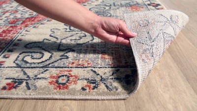 Rectangular Gray Stain-Resistant Synthetic Area Rug