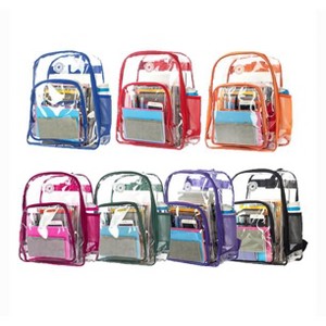 K-Cliffs Clear Backpack Heavy Duty See Through Student School Bookbag Transparent Security Travel Daypack Work Bag - 1 of 4