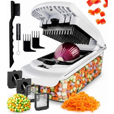 Multipurpose Vegetable Chopper and Spiralizer, 4-in-1 Heavy Duty Manual Food Slicer and Kitchen Dicer & Meal Prep Container for Potatoes, and Veggies