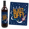 Big Dot of Happiness Blast Off to Outer Space - Rocket Ship Baby Shower Birthday Party Decor for Women & Men - Wine Bottle Label Stickers - Set of 4 - 3 of 4