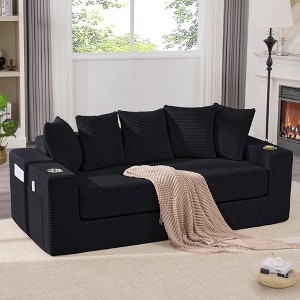 Sapphtopaz 76" 2-in-1 Couches for Living Room Convertible Sofa Bed Pull Out Sleeper Couch with 5 Pillows & 2 Cup Holders Couch Bed for Bedroom - 1 of 4