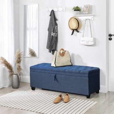 Vynxaria 55.3 Inch Extra Long Storage Ottoman Entryway Bench with Flip Top Storage Chest with Padded Seat Bed End Stool