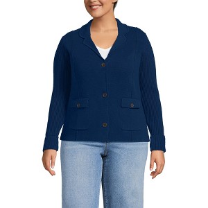 Lands' End Women's Drifter Ribbed Collared Blazer Sweater - 1 of 3
