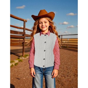 Clearlove Kid Girls Sweater Vest Sleeveless Button Down Knit Cardigan School Uniform Sweater Vest Top - 1 of 4