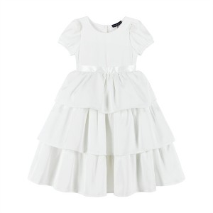 Andy & Evan  Toddler  Puff Sleeve Satin Tiered Dress. - 1 of 3