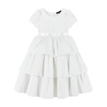 Andy & Evan  Toddler  Puff Sleeve Satin Tiered Dress.