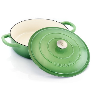 Green 5 Quart Enameled Cast Iron Braiser Pan with Lid
