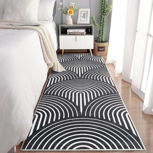 Washable Runner Rug, Modern Geometric Rainbow Carpet, Low Pile Non-Slip Floor Mat for Entryway, Living Room, or Nursery - 1 of 4