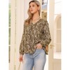 INSPIRE CHIC Women's V Neck Floral Prints Button Decor Puff Sleeve Vintage Shirt - 4 of 4