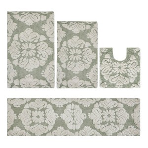 Medallion Collection 4 Piece 100% Cotton Tufted Bathroom Rug Set  with Non-Slip Backing, Machine Washable, Tumble Dry Bath Mat - 1 of 4