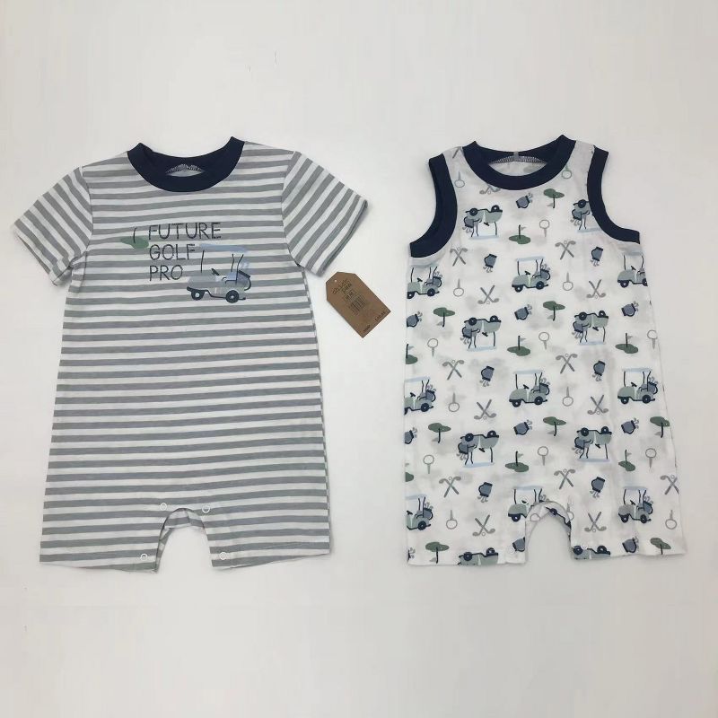 Chick Pea Baby Boy Baby Short Sleeve Romper 2 PC Set, 1 of 2