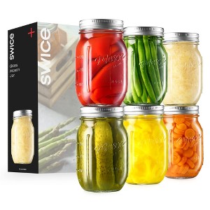 Swice 16oz Glass Mason Jars 6 Pack, Regular Mouth, Lids & Bands, Dishwasher Safe - 1 of 4