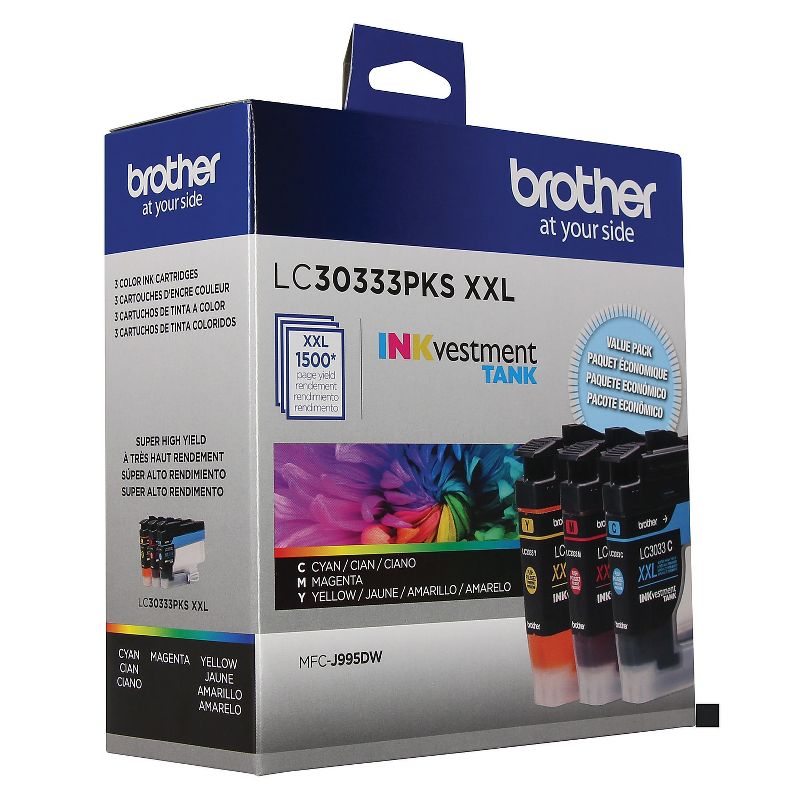 Brother LC30333PKS INKvestment Super High-Yield Ink  1500 Pg-Yield  Cyan/Magenta/Yellow , 3 of 4