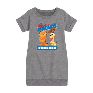 Girls' - Garfield - Best Friends Forever Graphic Short Sleeve Fleece Dress - 1 of 4