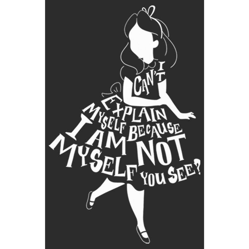 Women's Alice in Wonderland I Am Not Myself Silhouette T-Shirt, 2 of 5