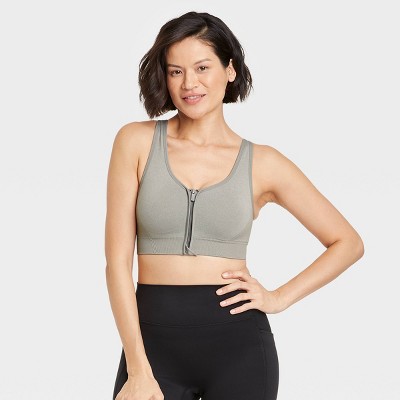 Women's Seamless Zip Front Sports Bra, Color:Aqua Seafoam, Size Large,  (2837) at  Women's Clothing store