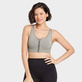 Women's Seamless Medium Support High-neck Longline Sports Bra - All In  Motion™ Heathered Gray M : Target