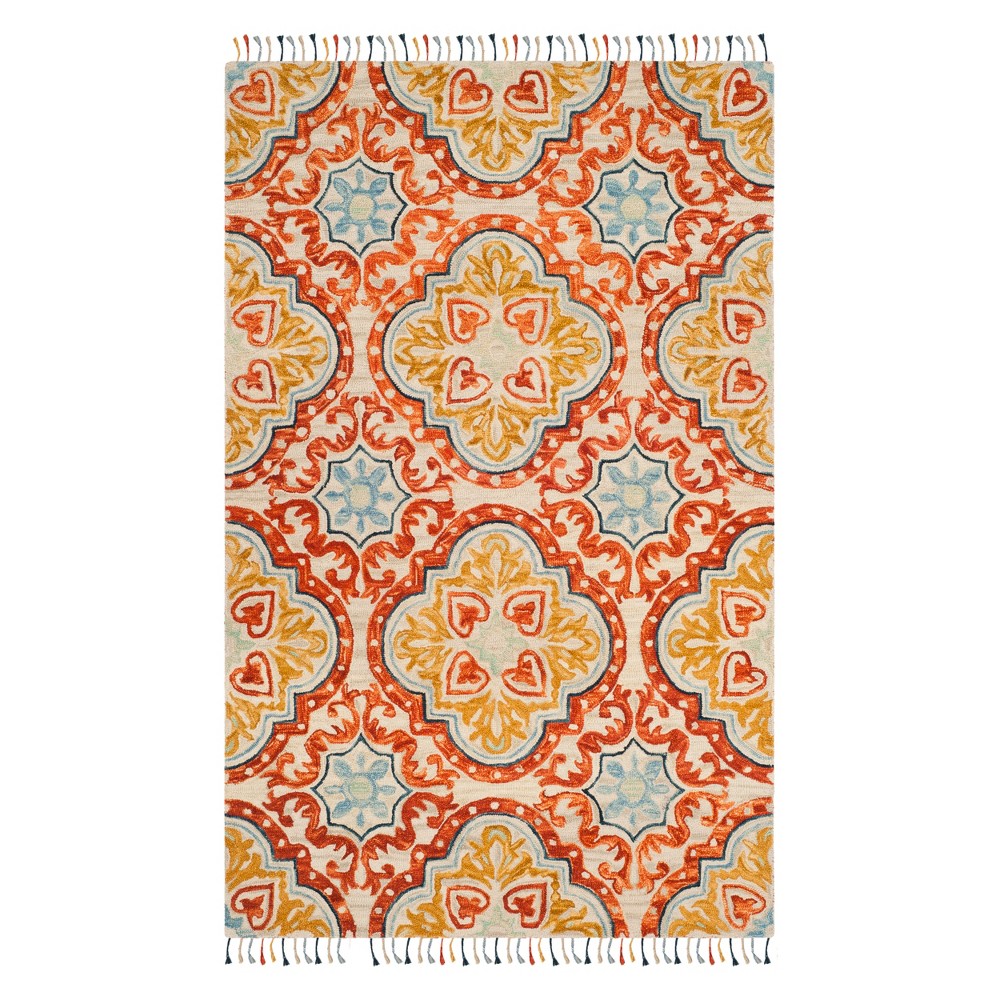 3'x5' Medallion Tufted Accent Rug Beige/Rust - Safavieh