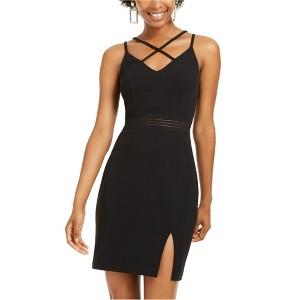 City Studio Womens Criss-Cross Bodycon Dress, Black, 11 - 1 of 1