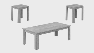 Gray Laminate Transitional 3-Piece Coffee and End Table Set