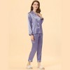 Allegra K Women's Satin Button Down Sleepshirt with Pants Sleepwear Pajama Set - 2 of 4