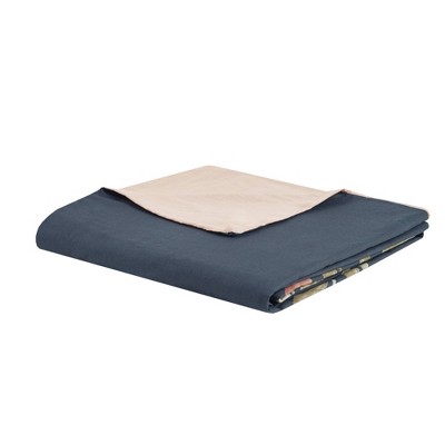 Camillia Navy Floral Cotton King/Cal King Duvet Cover Set