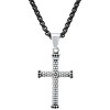 Steeltime 24" Men's two tone black ip and stainless steel cross pendant with simulated black diamonds - 2 of 4