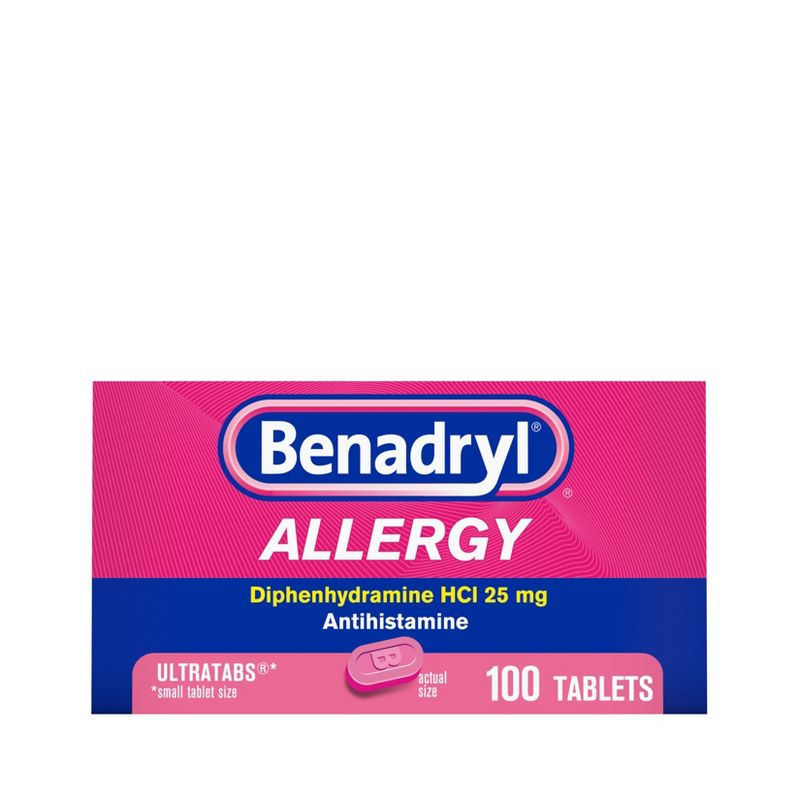 Benadryl Ultratabs Diphenhydramine Antihistamine Cold &#38; Allergy Relief Tablets - 100ct, 3 of 12