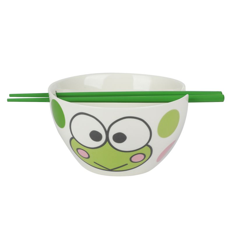 Keroppi Ceramic Ramen Bowl with Green Chopsticks, 1 of 7