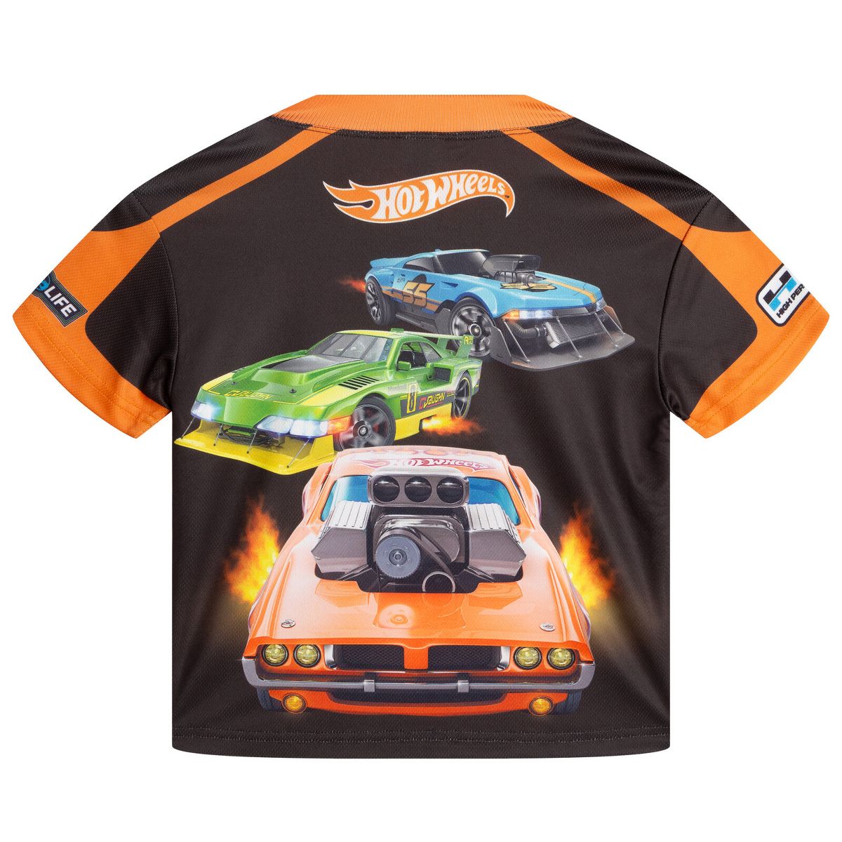 Hot Wheels Mesh V-neck T-Shirt and French Terry Jogger Pants Outfit Set Little Kid - thumbnail 5