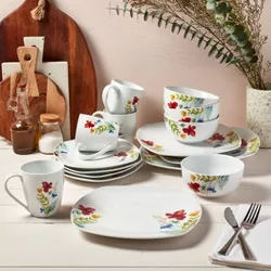 16pc Porcelain Layne Dinnerware Set White - Tabletops Gallery