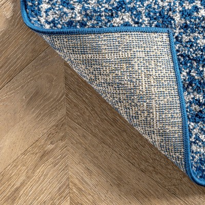 Dark Blue Vintage Polypropylene Runner Rug, 2' 8" x 8'