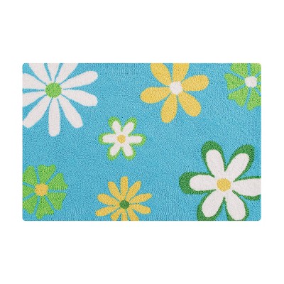 1'10"x2'10" Rectangle Hooked Floral Accent Rug Blue - C&F Home