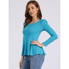 INSPIRE CHIC Women's Long Sleeve Scoop Neck Casual Peplum Shirt - 2 of 4