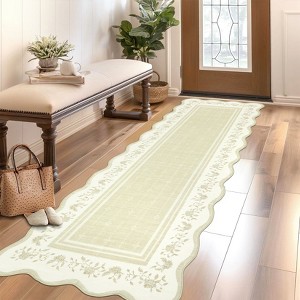 Garvee Area Rugs for Living Room Bedroom Scalloped Floral Bordered Rug Soft Non Slip Low Pile Indoor Carpet - 1 of 4