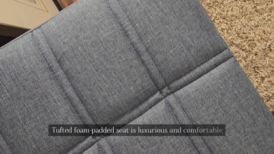 California Dark Beige Tufted Fabric Bedroom Bench with Wood Legs