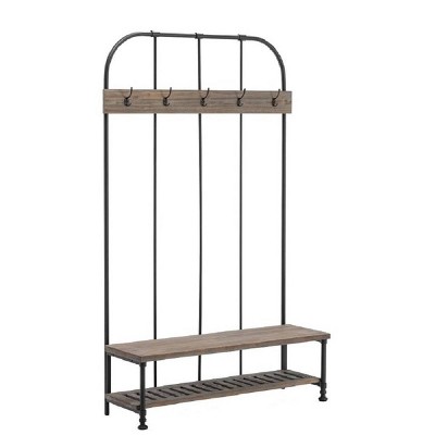 Boraam Annie Hall Tree Natural: Modern Entryway Organizer with 5 Hooks, Wood Frame, Adult Assembly Required