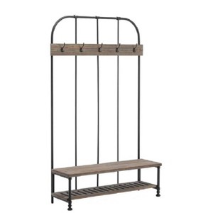 Boraam Annie Hall Tree Natural: Modern Entryway Organizer with 5 Hooks, Wood Frame, Adult Assembly Required - 1 of 4