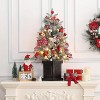 3FT Christmas Tree, Pre-Lit Artificial Christmas Tree with Vintage Potted Base, Flocked Snow 78 Warm White LED Lights Red Berries - 3 of 4
