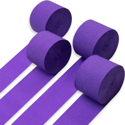 PartyWoo Crepe Paper Streamers Purple 4 Rolls 328 ft 1.8 Inch x 82 Ft Roll