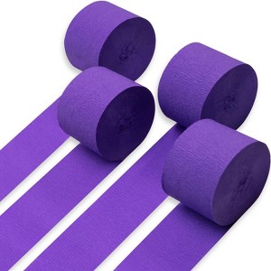 PartyWoo Crepe Paper Streamers Purple 4 Rolls 328 ft 1.8 Inch x 82 Ft Roll - 1 of 4