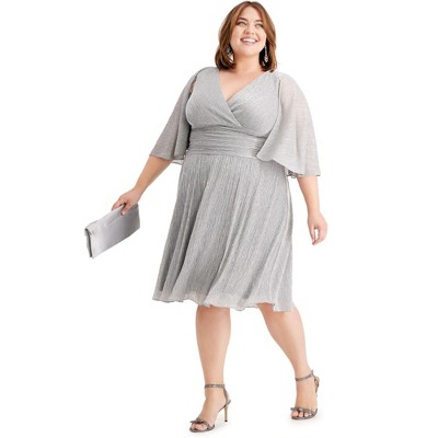 S.L. Fashions Womens Shimmer Fit & Flare Dress
