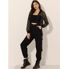 INSPIRE CHIC Women's Zip Up Long Sleeve Mesh Sheer Hoodie Bomber Jackets - 4 of 4